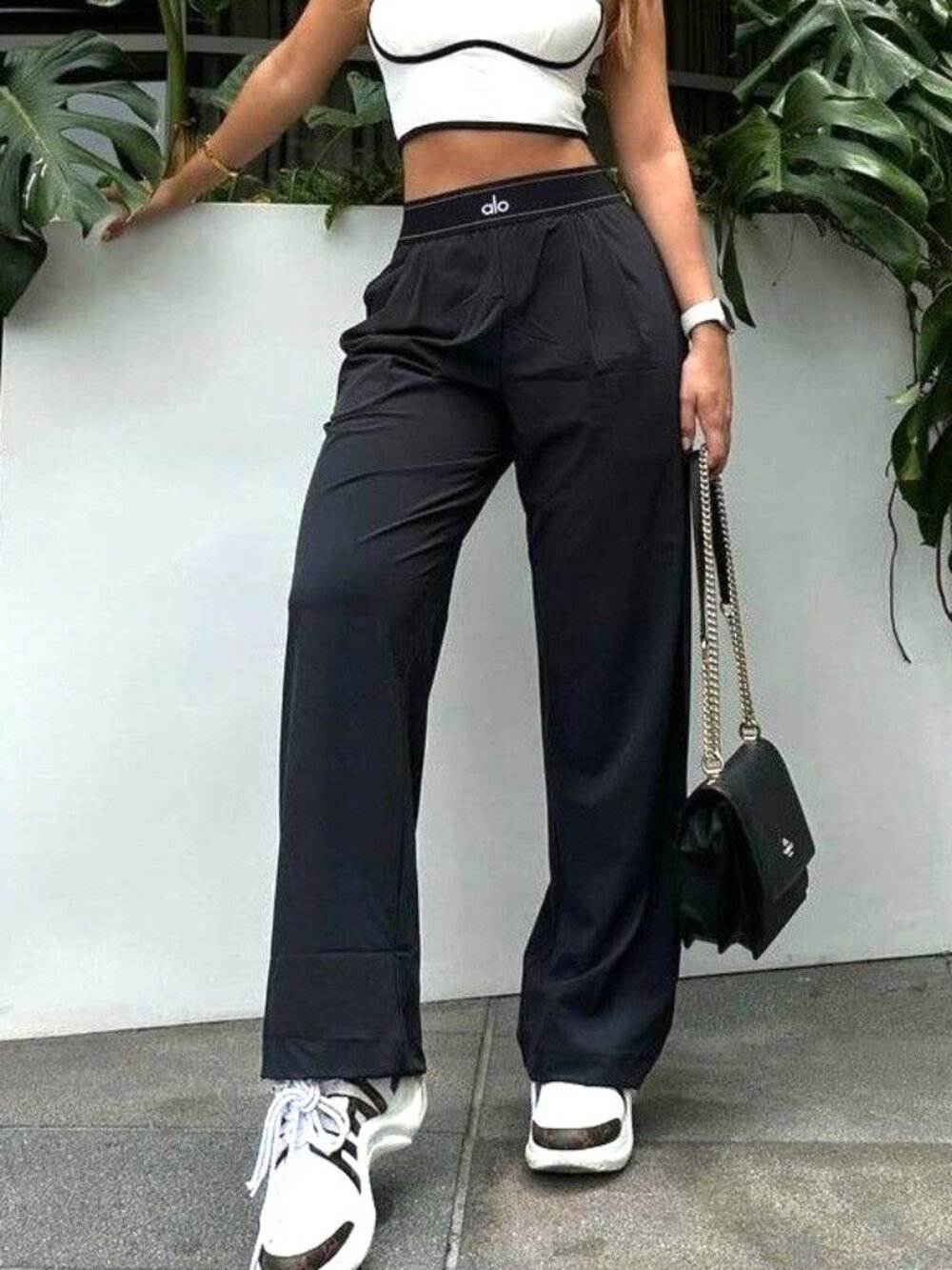 🖤Alo Yoga Suit Up Pants Black Regular Fit Loose Straight Leg Pants XXS/S/M size